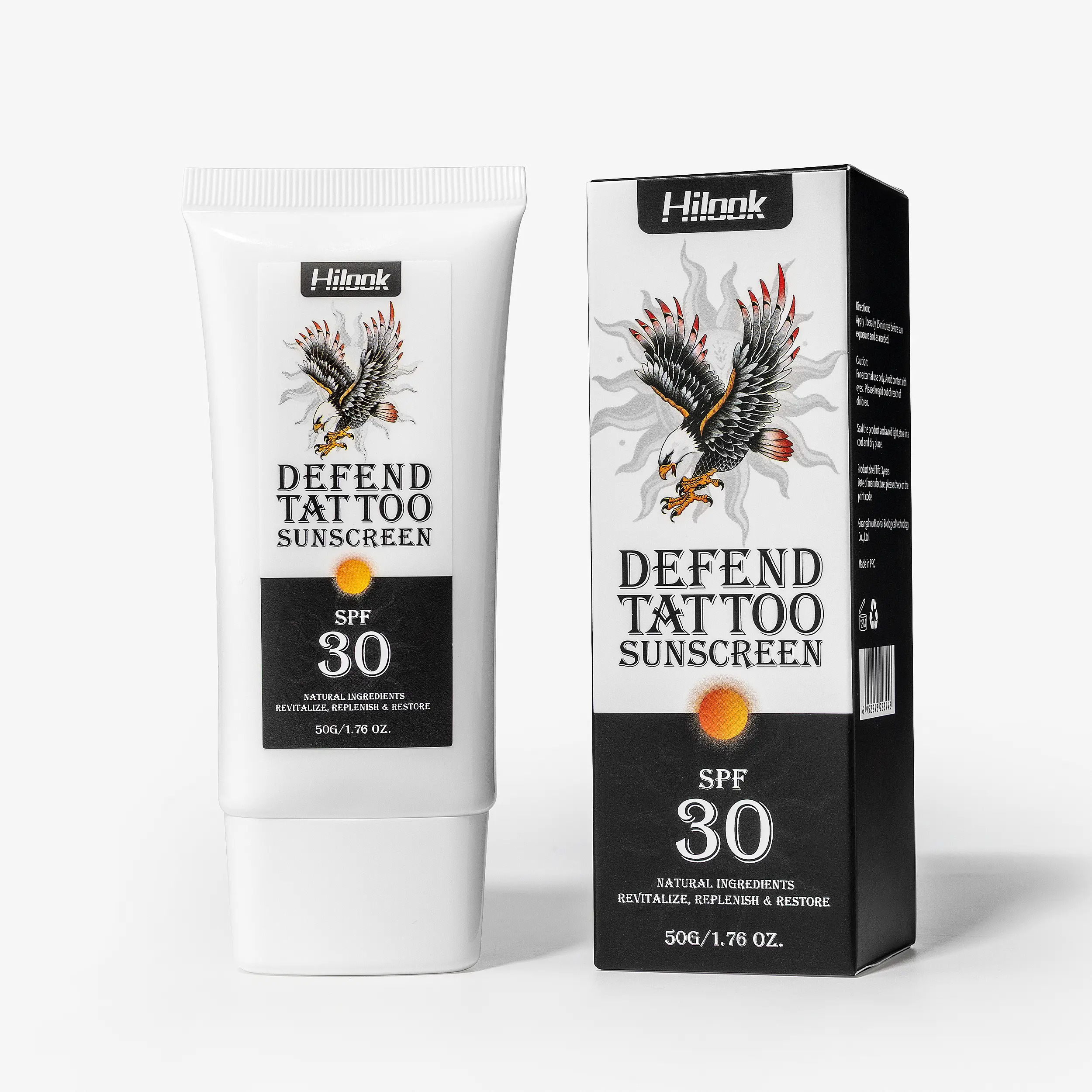 Hilook Tattoo Sunscreen SPF 30 Broad Spectrum Shield Water-Resistant UV Block Non-Greasy Color Protection 50g Skincare Comfort
