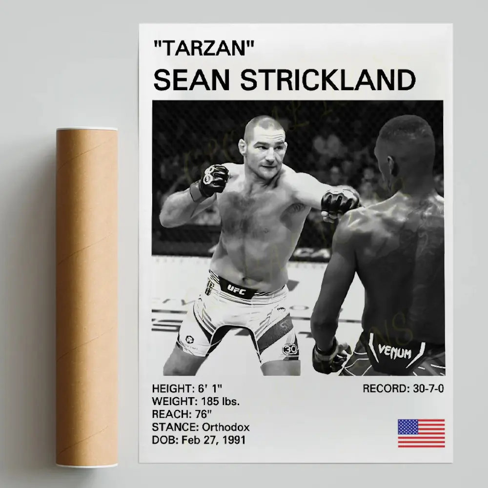 Sean Strickland Poster MMA Wall Art UFC Fan Room Decor Print HY1440