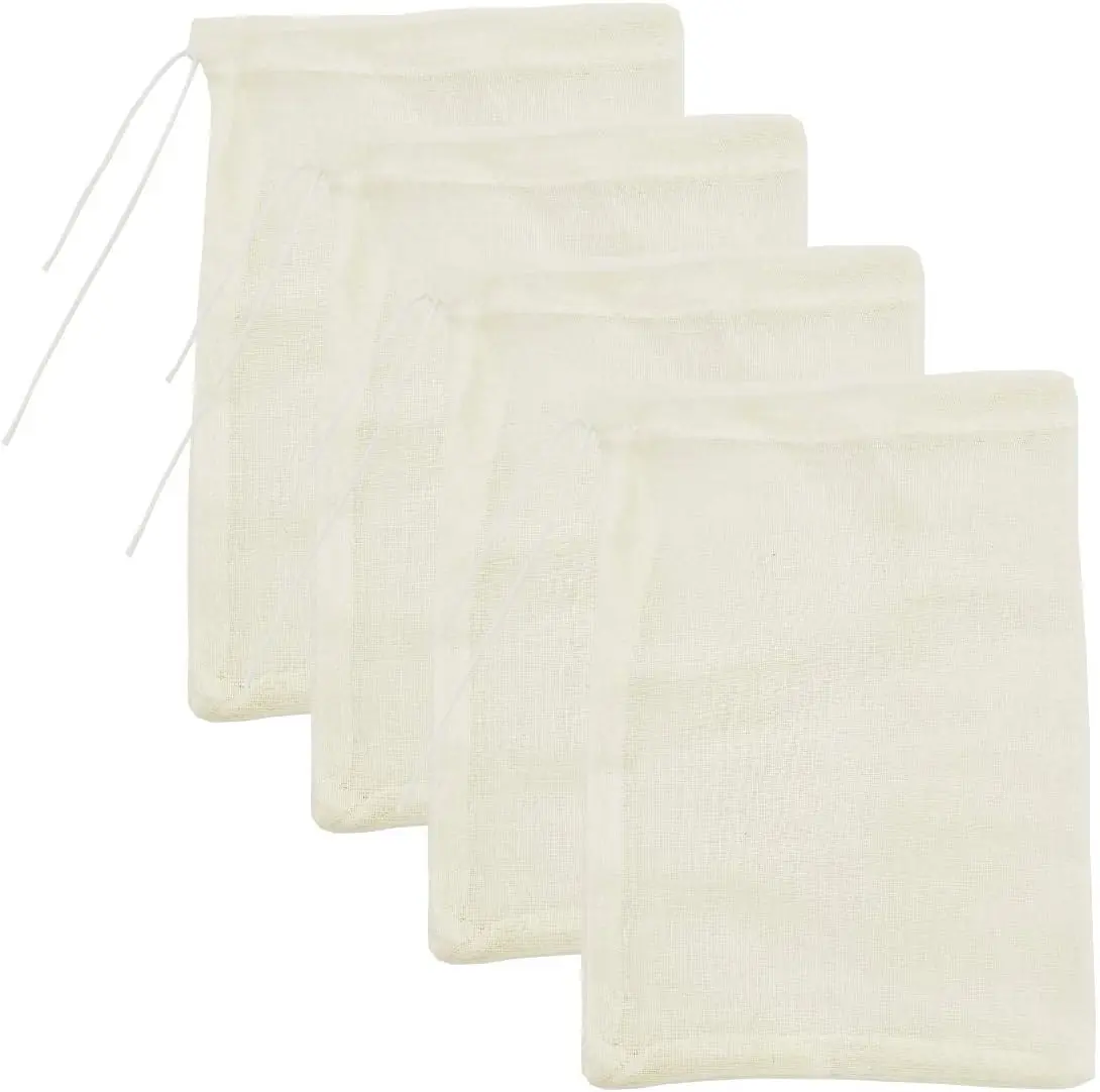 Cheesecloth Bags for Straining - Reusable Cold Brew Coffee Cheese Cloths, Large Nut Milk Tea Juice Bag, 100% Natural Cotton Fine Mesh Filter Bags (X-Small) Strainer Beverage