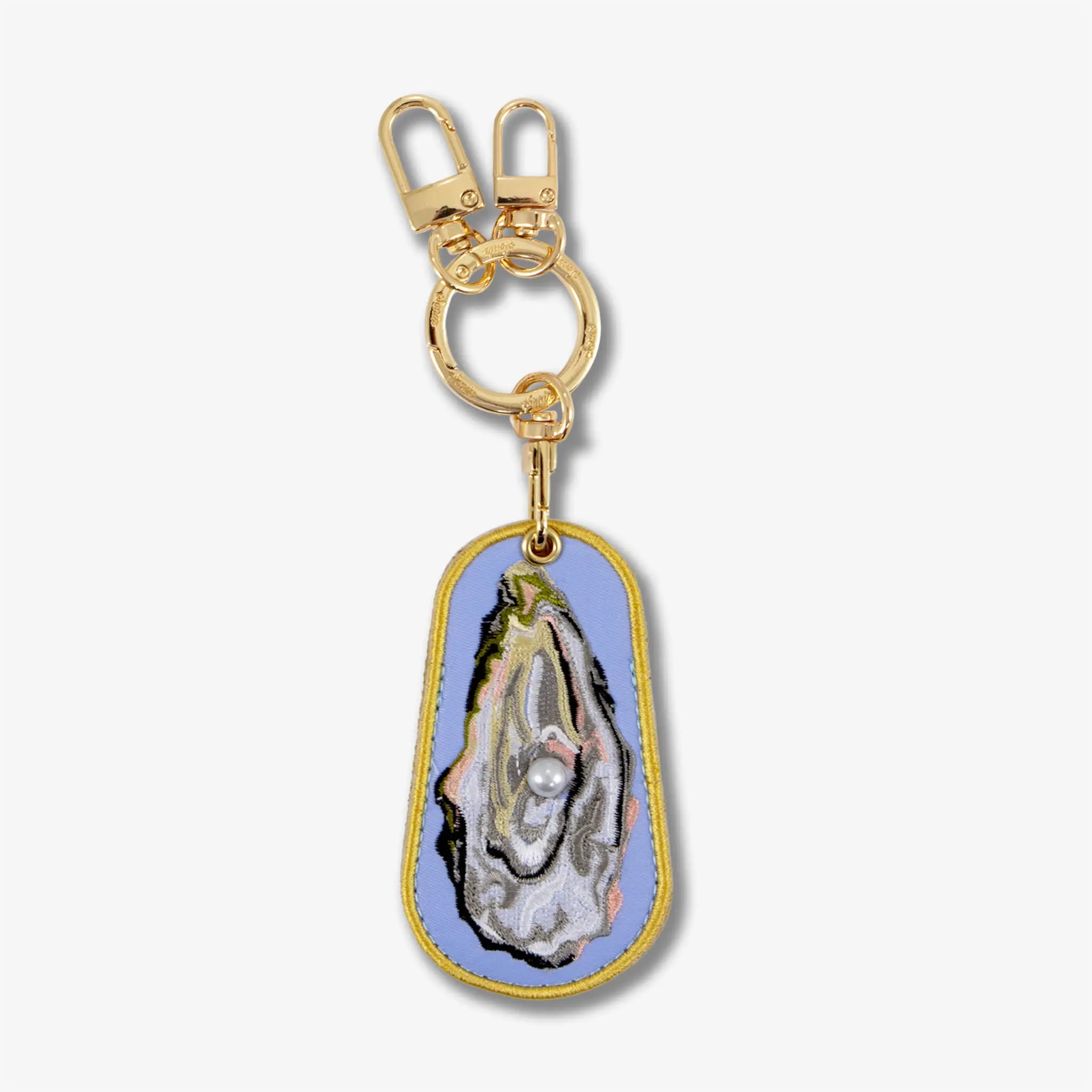 SONIX Smart Tracker Keychain, Carabiner-Equipped Key Finder with Caviar, Lobster, Embroidery Details & Secure Gold Ring - Oyster