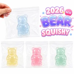 TopJoy New Large Size Bear Squishy – Sparkly Glitter Sensory Fidget Toy, Soft Squeeze Stress Relief Toy for Kids & Adults