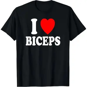Women's Short-Sleeve Round Neck Casual Streetwear T-Shirt - I Heart Biceps Gym Muscles Lifting Arms Flexing Top