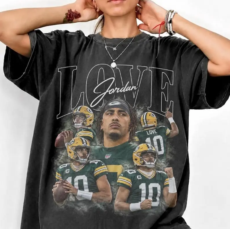 Jordan Love Graphic Green Bay Packers Football Shirt, Retro Green Bay Packers Football Tee, Gameday Fan