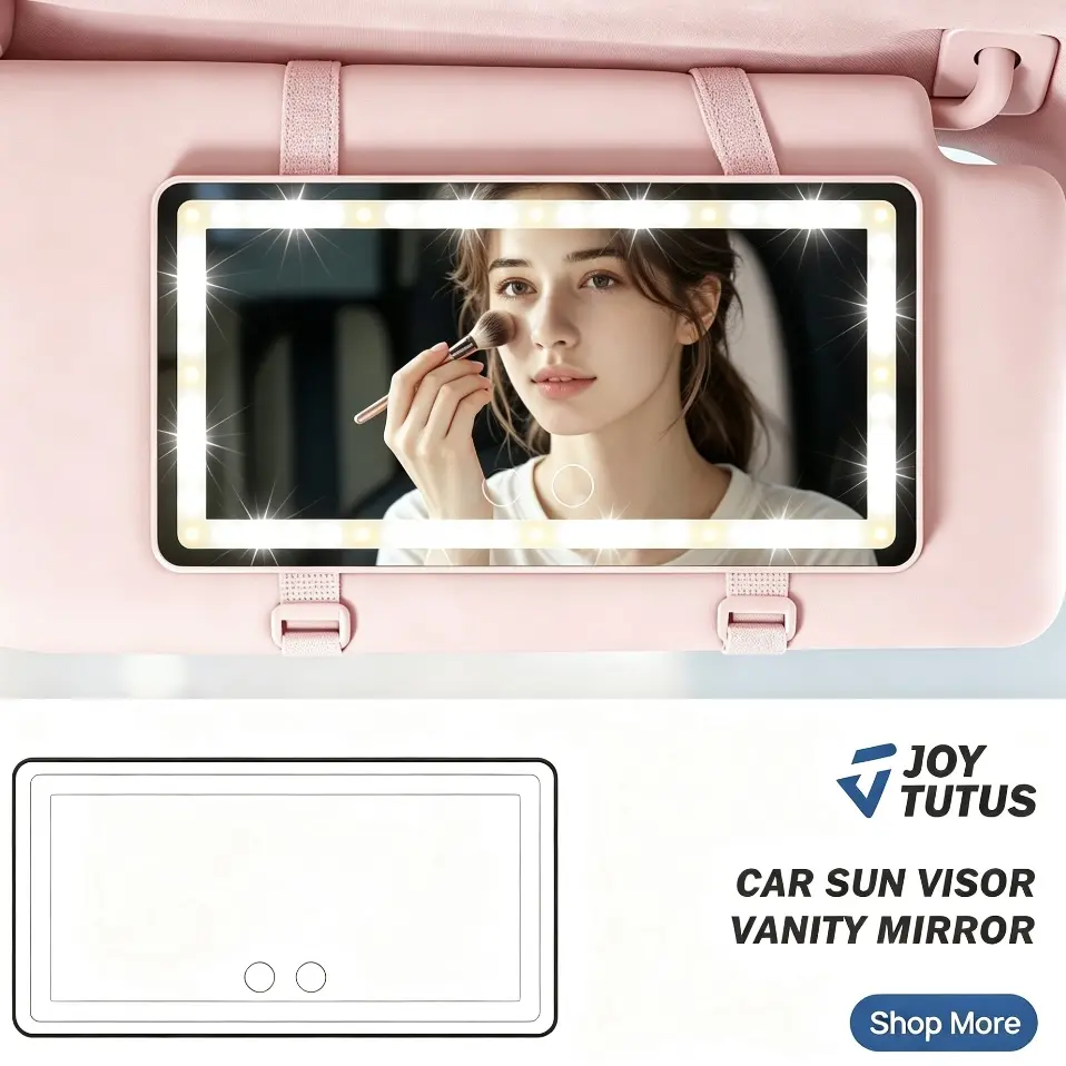 【Summer Survivals】Joytutus LED Car Vanity Mirror - Lighted Sun Visor Makeup Mirror with 3 Color Modes, Adjustable Brightness, USB Rechargeable HD Mirror for Car, Home & Travel, Beauty Car Accessories, Summerfinds, Back to School Shopping
