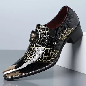 Men's Classic Synthetic Formal Croc-Pattern Slip-On Loafers