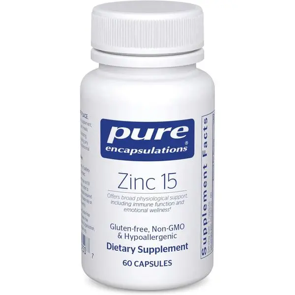 Pure Encapsulations Zinc Picolinate Dietary Supplement - 15 mg Natural Zinc for Healthcare Immune Support, Wound Healing - 60 Capsules