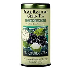The Republic of Tea-Black Raspberry Green Tea, 50 Tea Bags, Tin | Flavored Berry Tea | Caffeinated