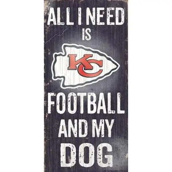 Fan Creations N0640 Kansas City Chiefs Football And My Dog Sign, Decor, Gift, Wood Sign