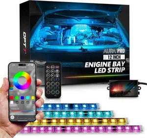 Aura Pro Engine Bay Lights w/App & Remote Control, 4 count 12  Under Hood LED Light Strip, Exterior  Neon Accent Lighting Kit, RGB Multicolor Music Sync Accessories for   SUVs
