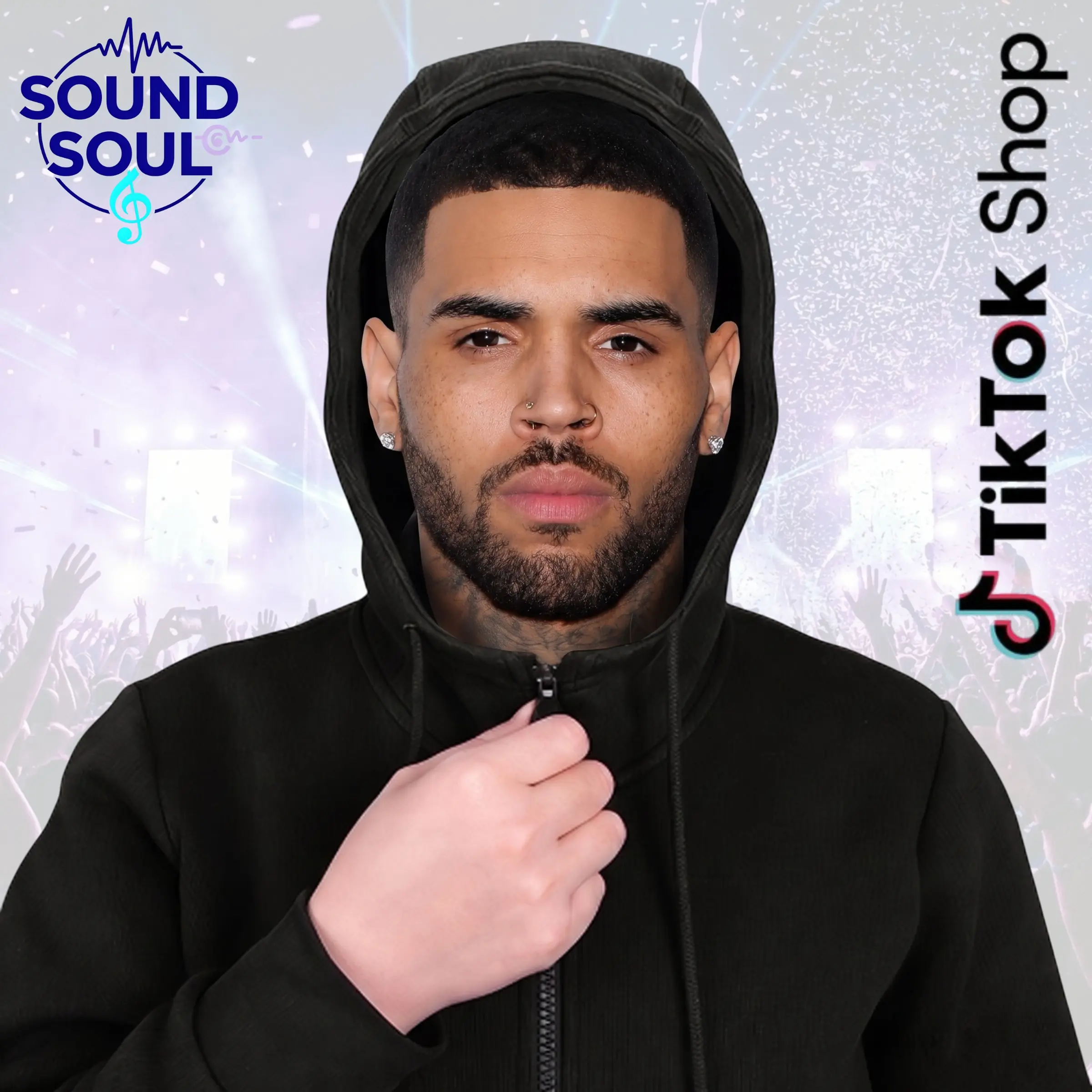 3D Printed Realistic R&B Full Face Mask, Elastic Mesh Full Face Cover for R&B Tour, Music Lovers Cosplay and Role Play