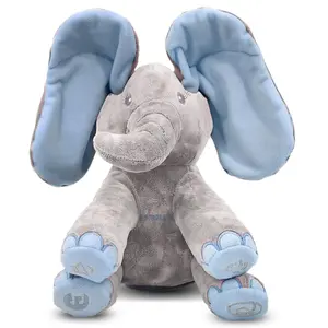 Dimple Kyle Elephant Stuffed Animal Toy - Animated Plush Blue Singing Elephant, Interactive Musical Peek-a-Boo for Babies and Kids, Ages 0 and Up Gifts