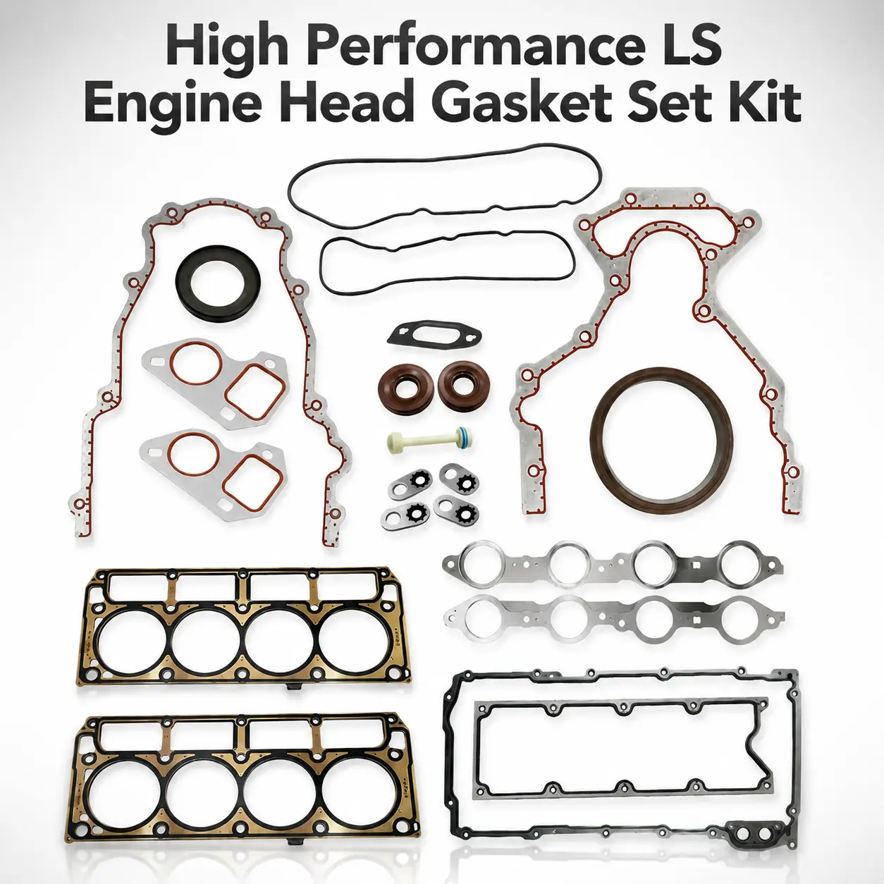New High Quality High Performance LS Engine Head Gasket Set Kit - 100% Factory Tested Automotive Replacement Part for GEN III V8 Engines (LS1, LS2, LS6, LQ4, LQ9; 4.8L, 5.3L, 5.7L, 6.0L) with Free Fast Shipping