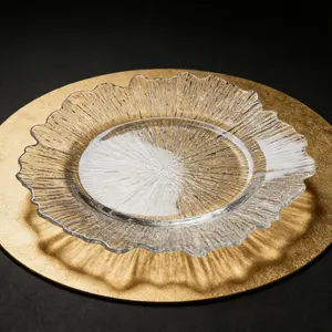 JIT 13-inch Scalloped Rimmed Round Charger Plates, Dinner Chargers for Wedding Reception Table Place Settings (8, Clear)