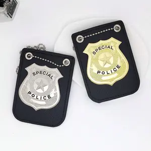 Police Role Play Costume Accessories, PU Metal Police Badge Pin, Sheriff Cosplay Accessory, Festival Toy Chest Emblem