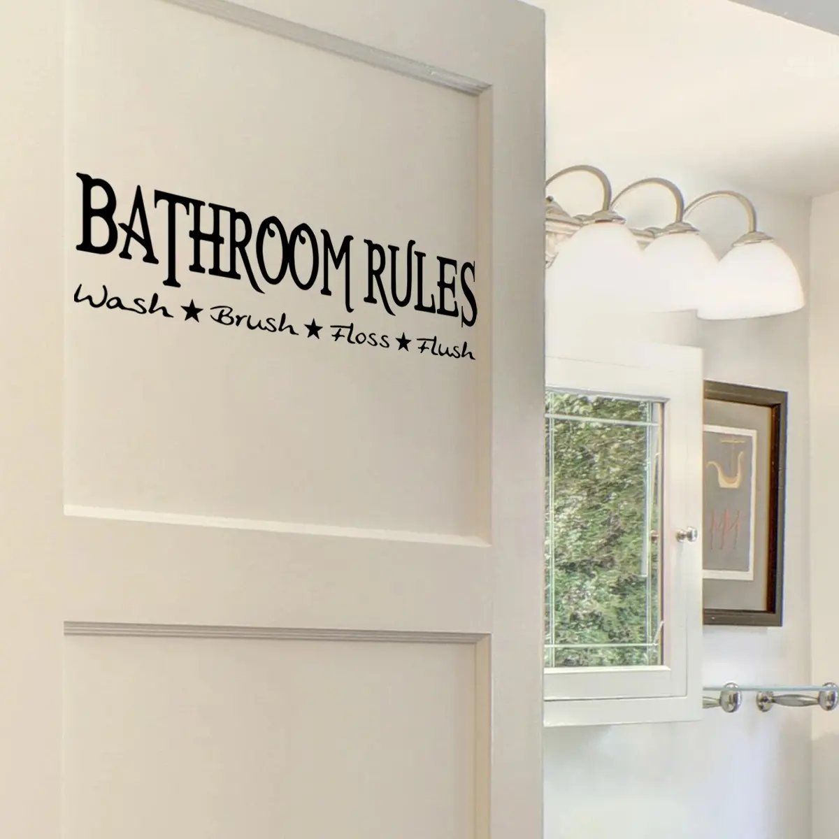 A black English slogan bathroom rules wall sticker, a home decoration wall sticker for bathrooms and toilets, Wall Art Stickers, Wall Decal, Decorative Sticker