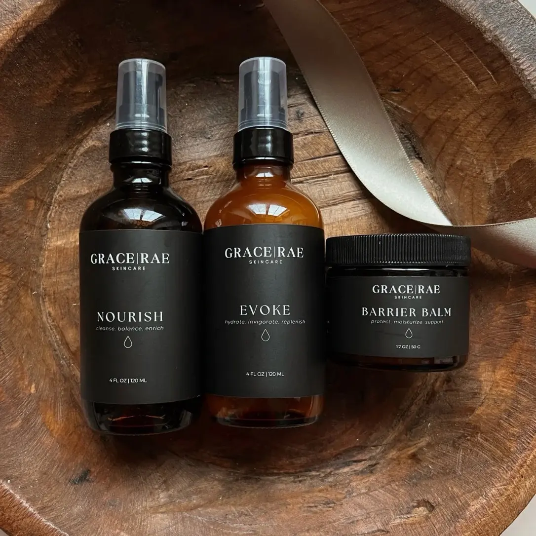 GRACE RAE Skincare Nurture & Nourish Collection - Cleanser, Essence, Barrier Balm for Hydrating and Brightening Skin - Cleansing, Aloe