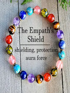 Empath's Shield Crystal Healing & Protection Bracelet, Natural Stones, Chakra Balance, Chakra Healing Crystals, Colorful Design, Unisex Gift, Chakra Bracelets, 8mm Beads