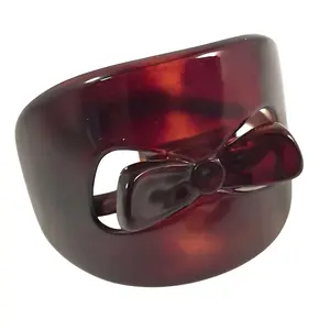 Parcelona French Bow Cellulose Shell Ponytail Elastic Hair Tie Ponies Band