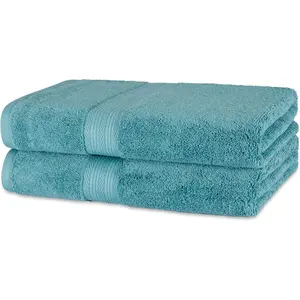 Fade-Resistant 100% Cotton Bath Towel, 2 Pack, 30"x54", Teal Green