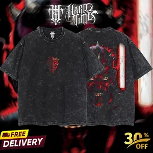 HardTimesClothing Unisex Seamless Short-Sleeve Cotton T-Shirt - Darth.M SW Movie Retro Limited Vintage Collection Oversized Washed Acid-Washed Lightweight Street Style Apparel, Gift for Him