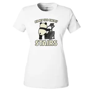 Panda Stair Machine Funny Gym Women's Athletic Crewneck T-Shirt Under Armour, For Bodybuilding, Weightlifting, Workout, Meme, Humor, For Women