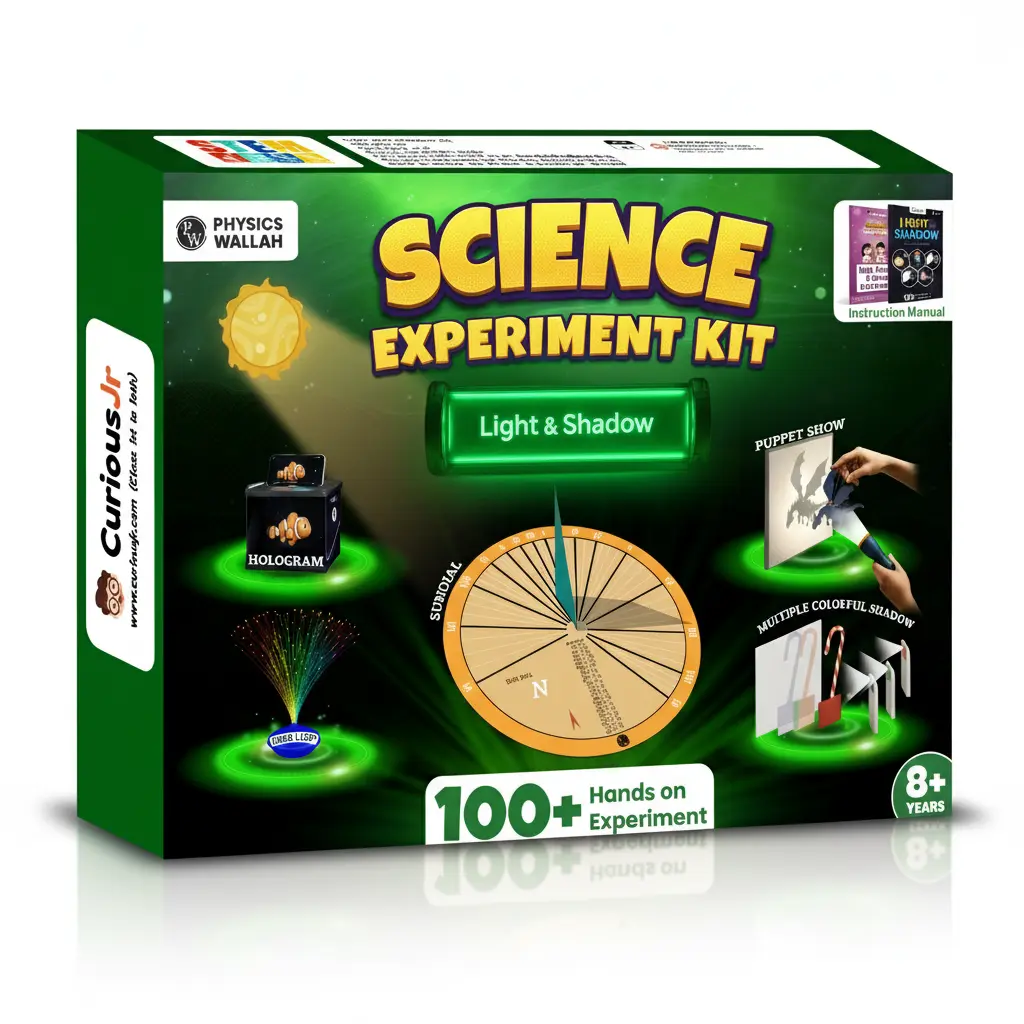 Curious Jr by PW Light & Shadow STEM Science Experiment Kit for Unisex Kids Ages 8-10 Years, 8-14 Years - 100+ STEM Experiments, 30 Bonus DIY Activities, Hands-On Kits, Educational Learning Toy, Birthday Gift