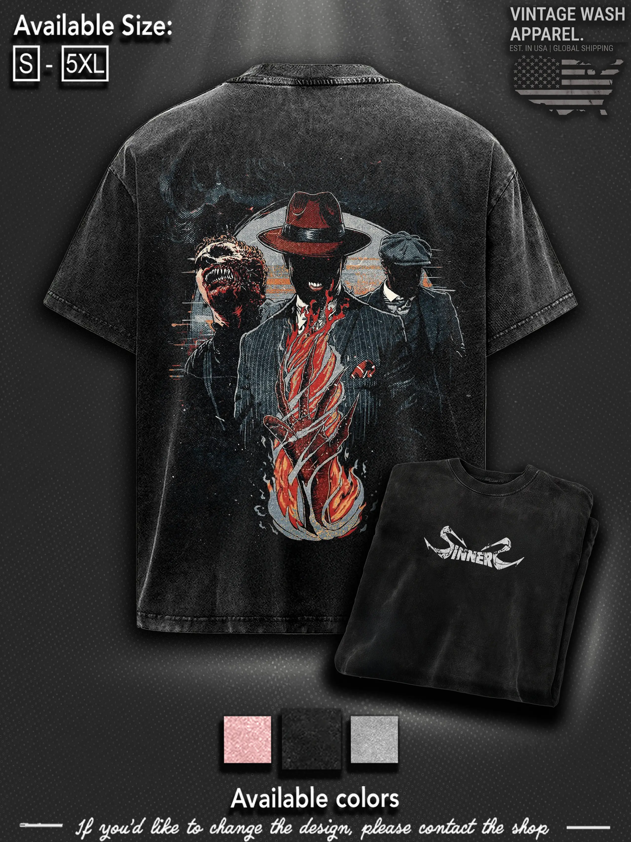 Sinner Halloween Horror Nights 35 Cotton Menswear Top | Smooth Streetwear Prints for Man, Halloween Style Crewneck Horror Shirt