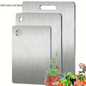 Stainless Steel 3-Piece Cutting Board, Stainless Steel Cutting Board Antibacterial Double-Sided Cutting Board Thickened Rolling Surface Household Cutting Board Cutting Board Fruit Antibacterial Modern Simplicity, Rust Prevention And Space Saving