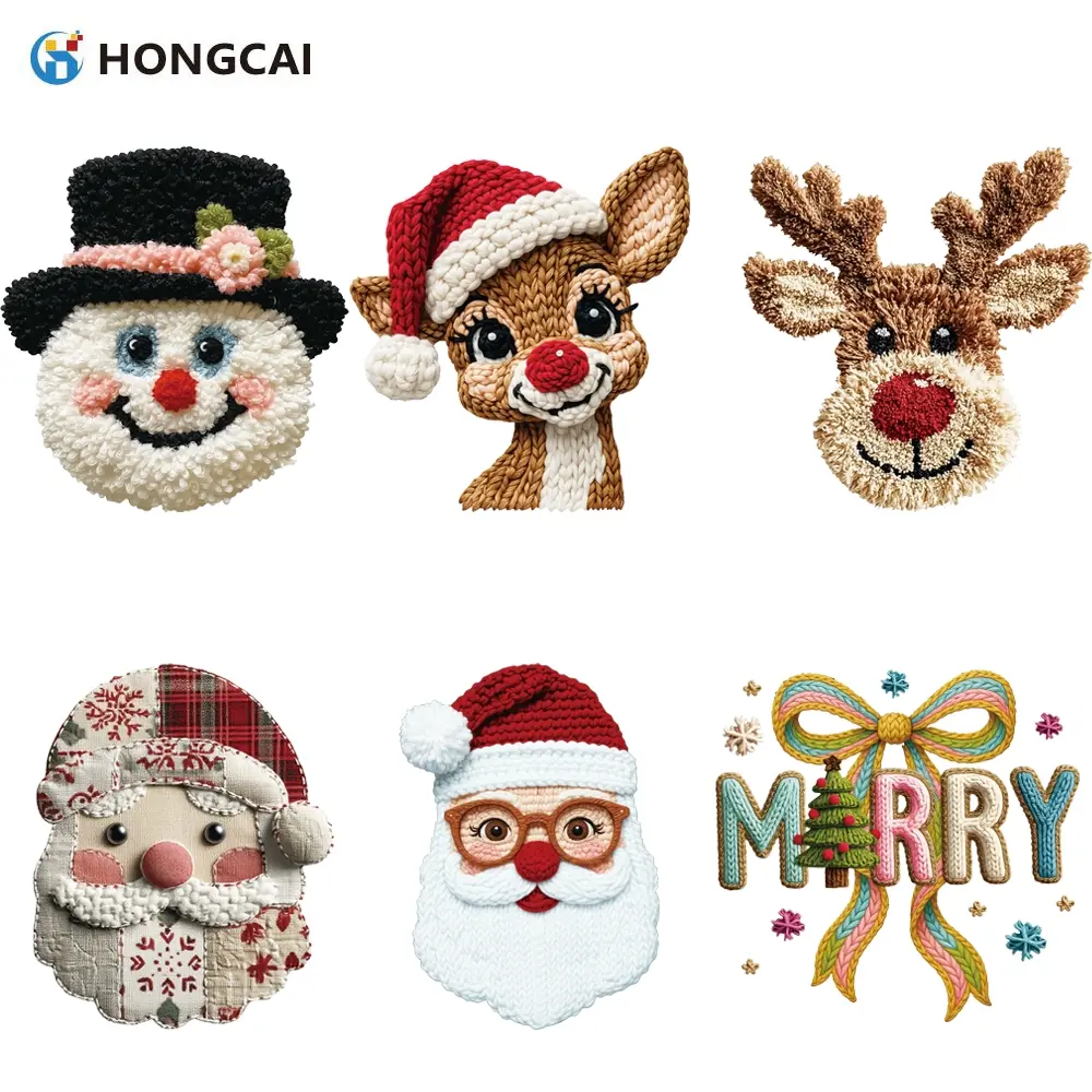 6-Piece Snowman Pattern Heat Transfer Vinyl Set, Background Fuzzy/hooked Face Decorations, Craft Embellishments for DIY Crafts & Clothing Projects, Diy Material