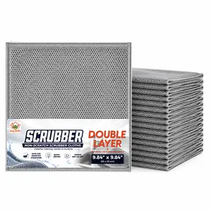 Non-Scratch Wire Dishwashing Rags, Quick-Dry Steel Mesh Kitchen Scrub Cloths for Pots, Pans, Cast Iron & Stoves