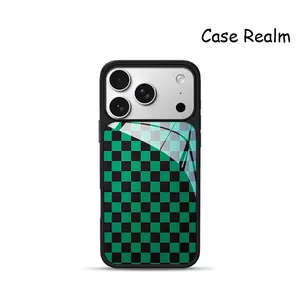 Green & Black Checkerboard The Phone Case for iPhone 17 16 15 14 13 12 11 ProMax Plus Series, Made of Genuine Liquid Silicone, Full-Body Protection for Smartphones, Silky-Soft Touch Cellphone Case, Inner Anti-Scratch Microfiber Lining