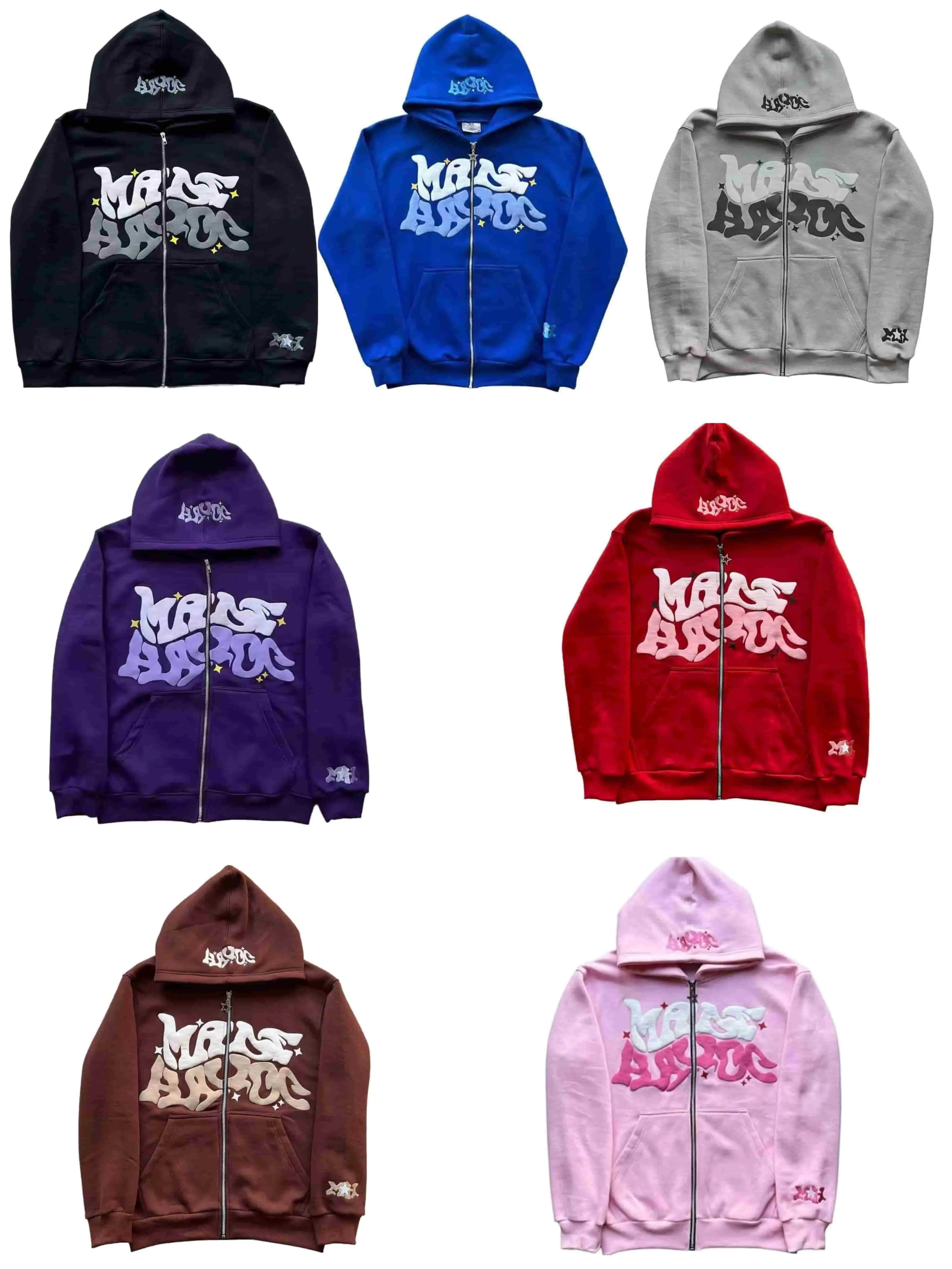 Y2K Retro Star And Letter Printed Zipper Hoodies，Spring Autumn Harajuku Y2K Women And Men Fashion Hip Hop Long Sleeve Hooded ，Avant-Garde - Street Casual Spring/Fall Loose Zipper Pocket Patched，Autumn and Winter Gothic Coat Sweatshirts