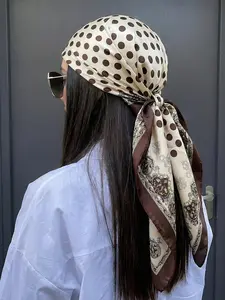Women's Spring Fashion Headscarf, Polka Dot Satin Square Scarf, Versatile Belt Bag Decoration Ribbon Hairband Wrap
