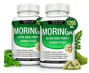 （Pack of 2）Toplux Moringa Capsules 1200mg - Pure Moringa Powder for Immune, Gut health 90 Capsules