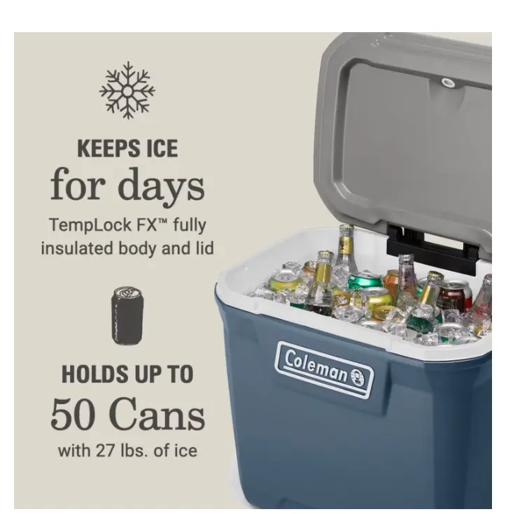 Coleman 316 Series 60QT Hard Chest Wheeled Cooler, Lakeside Blue