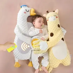 Electric Newborn Baby Sleeping Pillow - Palm-Shape Soothing Patting Doll with Remote Control, Soft Cotton PE Tube Pad, Cartoon Print, Massage Mode, All Seasons Baby Maternity Pillow