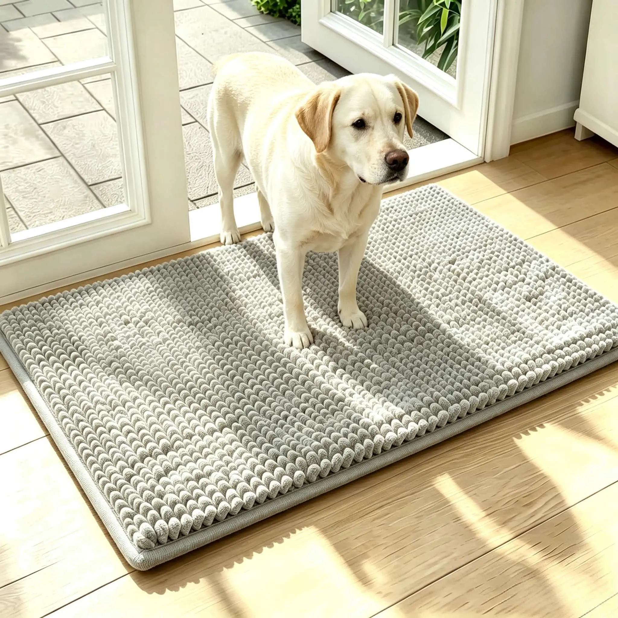 Super Absorbent Microfiber Dog Door Mat for Muddy Paws, Non-Slip Washable Pet Rug, Quick Dry Chenille Entryway Carpet, Indoor Outdoor Carpet, Outside Rug, Outside Rugs, Machine Washable Indoor Outdoor Mat