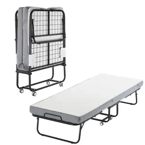 VEVOR Rollaway Bed,  31 in x 75 in Folding Bed with 4 in Mattress, Twin Size Foldable Bed with Sturdy Metal Frame & Memory Foam Mattress, Portable Twin Roll Away Bed with Mattress, for Adults, Guest