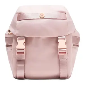 Lululemon 3L Wunderlust Mini Backpack for Women with Silver Metal Logo and Snap Closure in Pink