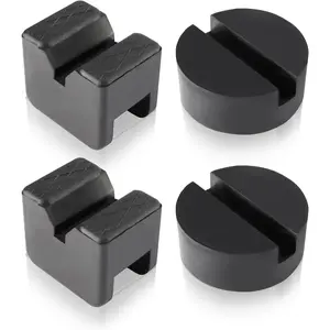 4 Packs Universal Jack Rubber Pad Adapter, 2-4 Ton Slotted Frame Floor Jack Disk Pads V-Groove and Round Style for High Lift Car Jack Stands Rail Pinch Welds Protector