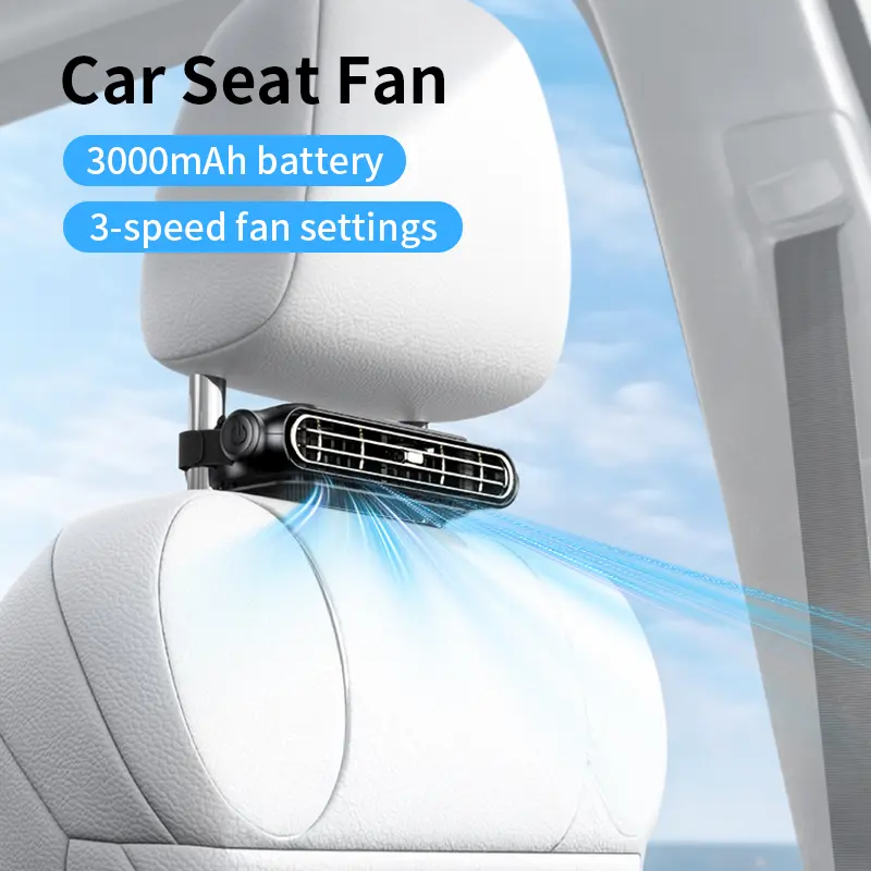 Car Seat Fan,  Adjustable Speeds, Built-In 3000mAh Battery, USB Charging, Suitable For Cars, Golf Carts, And Travel RVs, Summer Gifts， 1 PCS