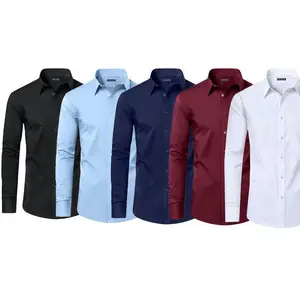 Father's Day Gifts 2025 5-Pack Men's Long & Short Sleeve Solid Dress Shirts (Sizes, S-3XL) Classic Collar Menswear Formal(Raincoats)(Sheets)