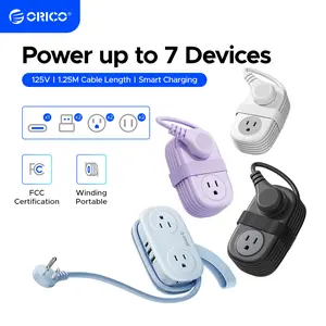 Travel Power Strip, ORICO 4 Outlets 3 USB Ports (1 USB C) with 4FT Wrapped Short Extension Cord Small Power Strip, Compact for Hotel Travel Essentials Cruise Approved
