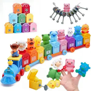 Montessori Farm Train Set for Kids Aged 3-4, Counting Matching Classification Toy, Includes 8 Farm Animals & Farmer Puppet, Unisex Gift, Math Learning Tools, Learning Materials