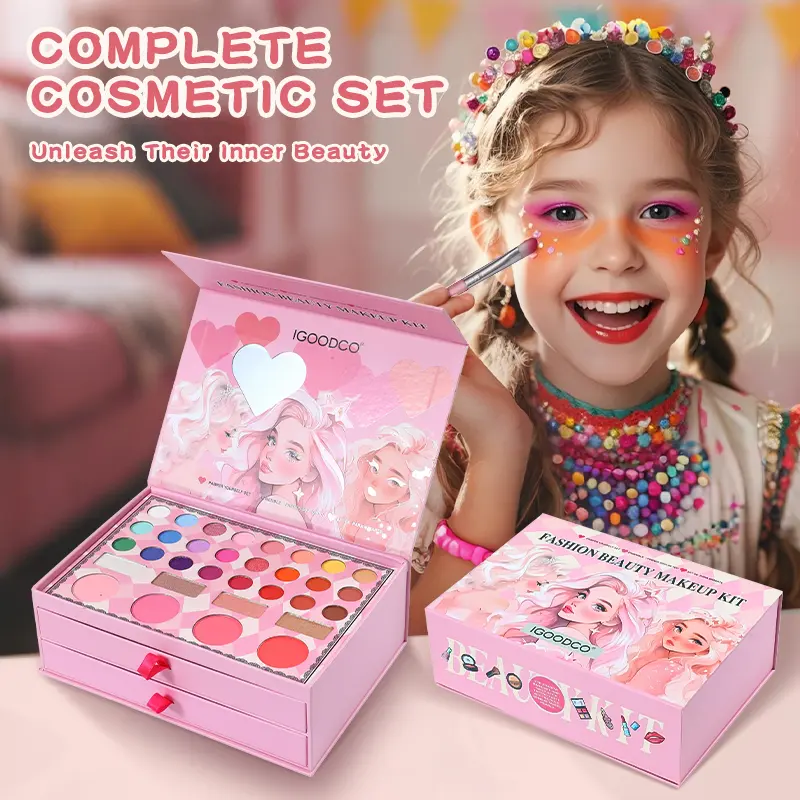 Igoodco Kids Makeup Set, Gift-Ready Cosmetic Ball & Eyeshadow Kit, Little Gifts for Girls, Birthday & Children's Day, IG3145, Makeup Set Kit, Cosmetics Kit