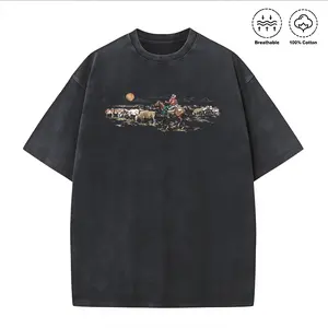 Washed T-shirt Western Cowboy Tshirt, Vintage Cowboy T-shirt, Vintage 90s Shirt, Washed Shirt, Retro Rodeo Outfit, Wild West Cowboy Tee