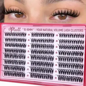Flaunt Lash Clusters Wispy Eyelash Clusters 10-16mm Volume Cluster Eyelash Extensions Faux Mink D Curl Lashes Clusters Spider Individual Lashes Extensions with Wide Band by Pleell
