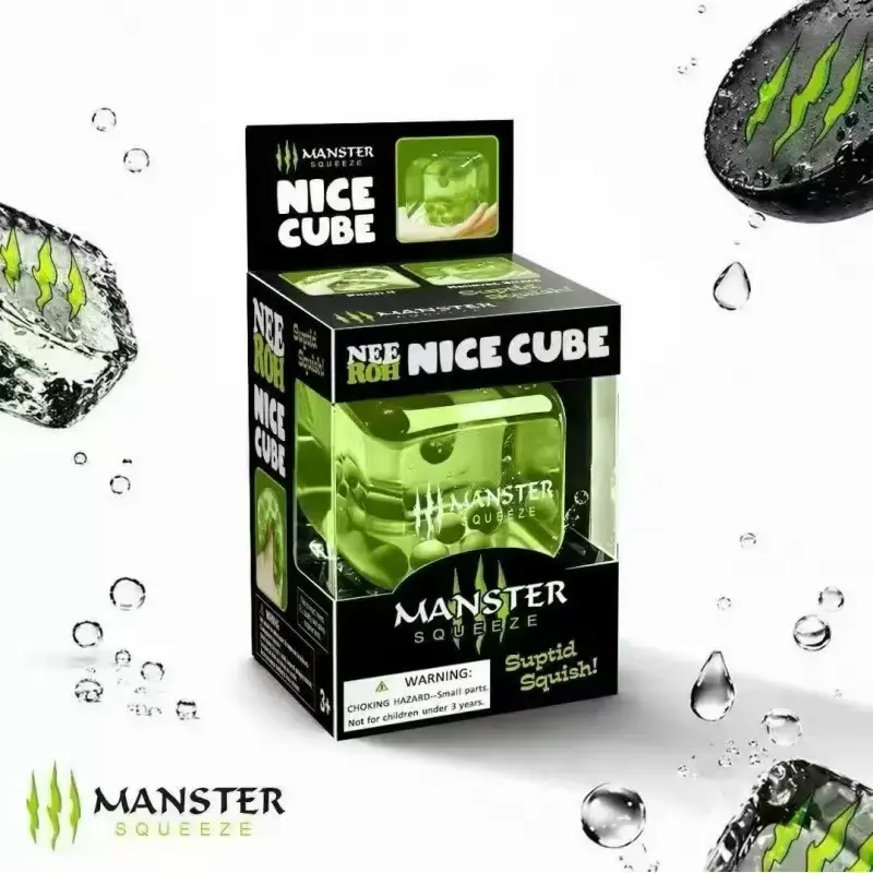 Nee Doh Cool Green Monster Nice Cube Squeeze Stress Relief Fidget Squish Toy