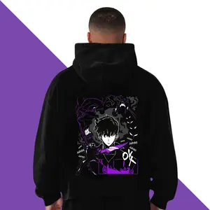 Solo Leveling Anime Hoodie, Minimalist Manga-Inspired Sweatshirt, Unisex Classic Fit, 100% Cotton, Perfect for Anime Enthusiasts