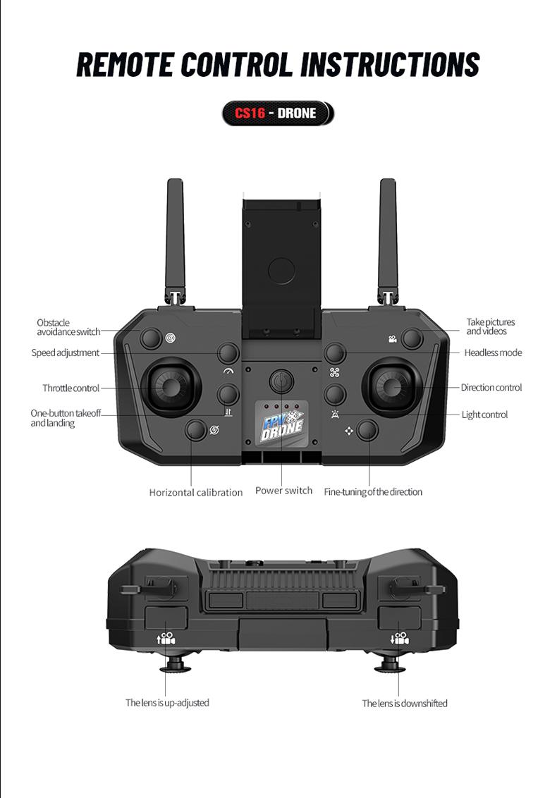 CS16 4K Camera Drone with 4K Camera Intelligent Obstacle Avoidance Powerful Motor Quadcopter for Aerial Photography Brushless Flight Power